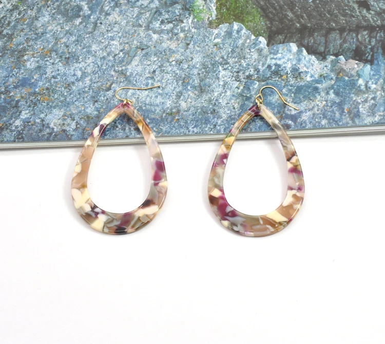 Custom tortoiseshell pattern hook earring jewelry for women iridescent trendy acetate ear ring