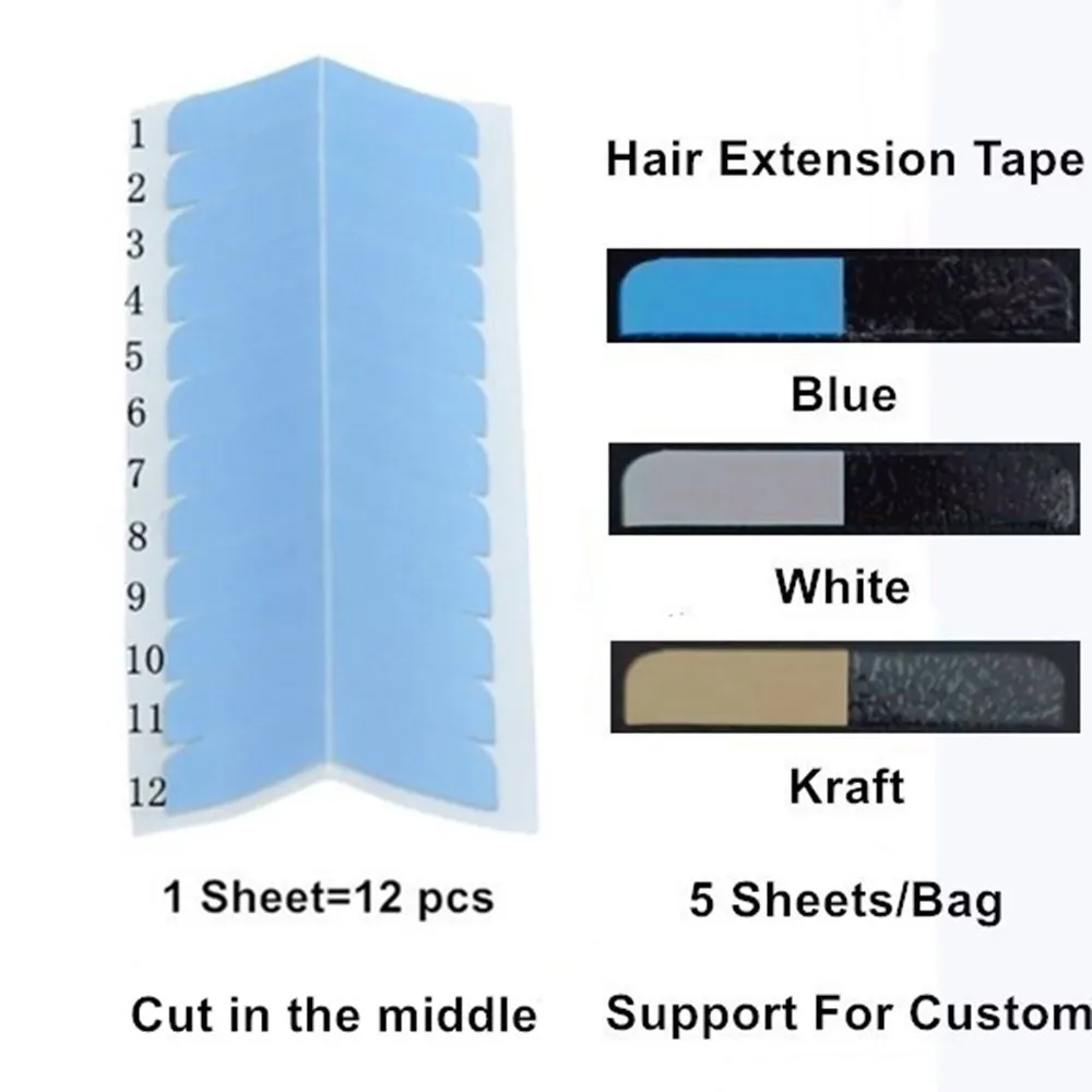 60 Tabs Hair Extension Tape Double Sided Adhesive Tape for Hair Extension Replacement, White/blue/kraft
60 Tabs Hair Extension Tape Double Sided Adhesive Tape for Hair Extension Replacement, White/blue/kraft