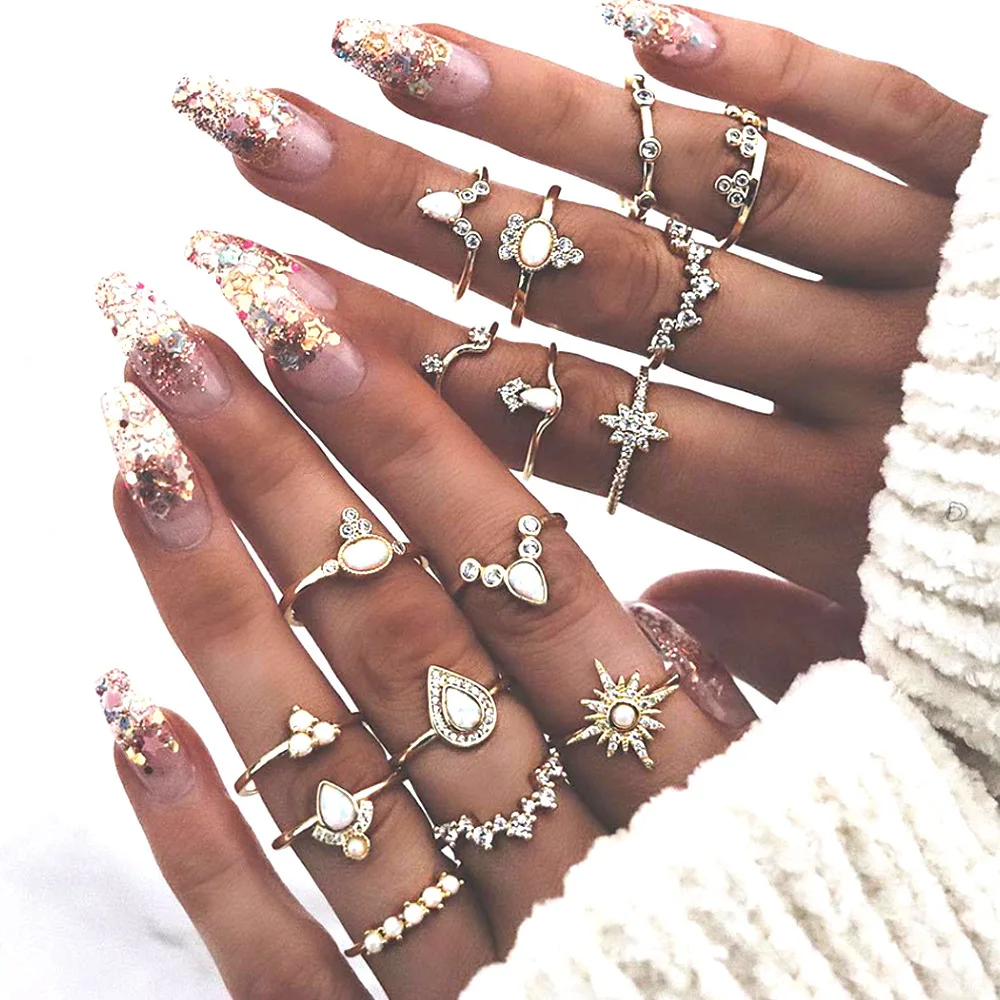 Explosions Drop Diamond Geometry Ring Retro Fashion Temperament 16-Piece Suit Women Jewelry Set Ring, Colorful
Explosions Drop Diamond Geometry Ring Retro Fashion Temperament 16-Piece Suit Women Jewelry Set Ring, Colorful