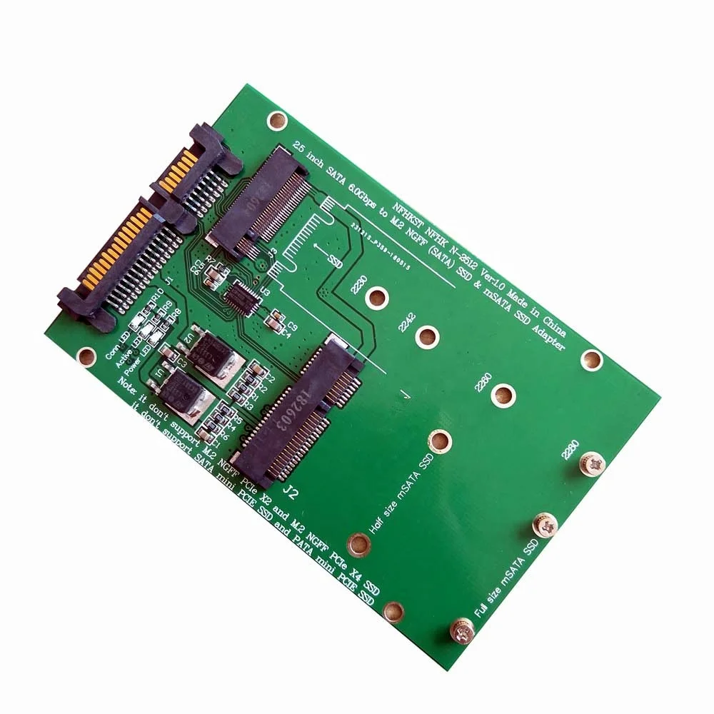 mSATA SATA adapter NGFF M.2 SATA III adapter SATA 22Pin to mSATA& M.2 SSD 2 in 1 Converter in stock, Green
mSATA SATA adapter NGFF M.2 SATA III adapter SATA 22Pin to mSATA& M.2 SSD 2 in 1 Converter in stock, Green