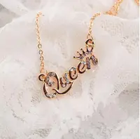 

New Fashion Luxury Gold-Color Queen Crown Chain Necklace Zircon Crystal Necklace Women Fashion Jewelry Birthday Present Gifts