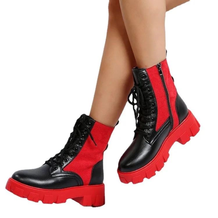 Dropshipping Hot Selling Ladies Fashion Boots Solid Color Round Toe Platform Lace-up Zipper Women Boots 2021
Dropshipping Hot Selling Ladies Fashion Boots Solid Color Round Toe Platform Lace-up Zipper Women Boots 2021