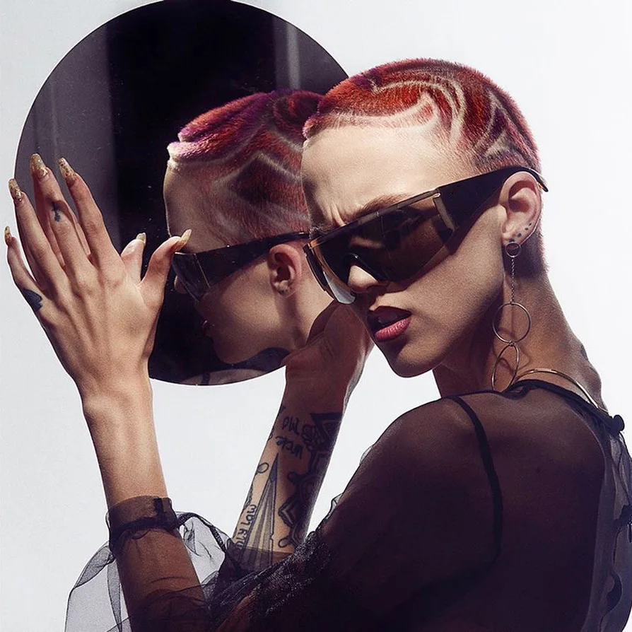 

Amazon hot selling cross-border fashion large frame frameless piece women men UV400 hip hop sunglasses 2022