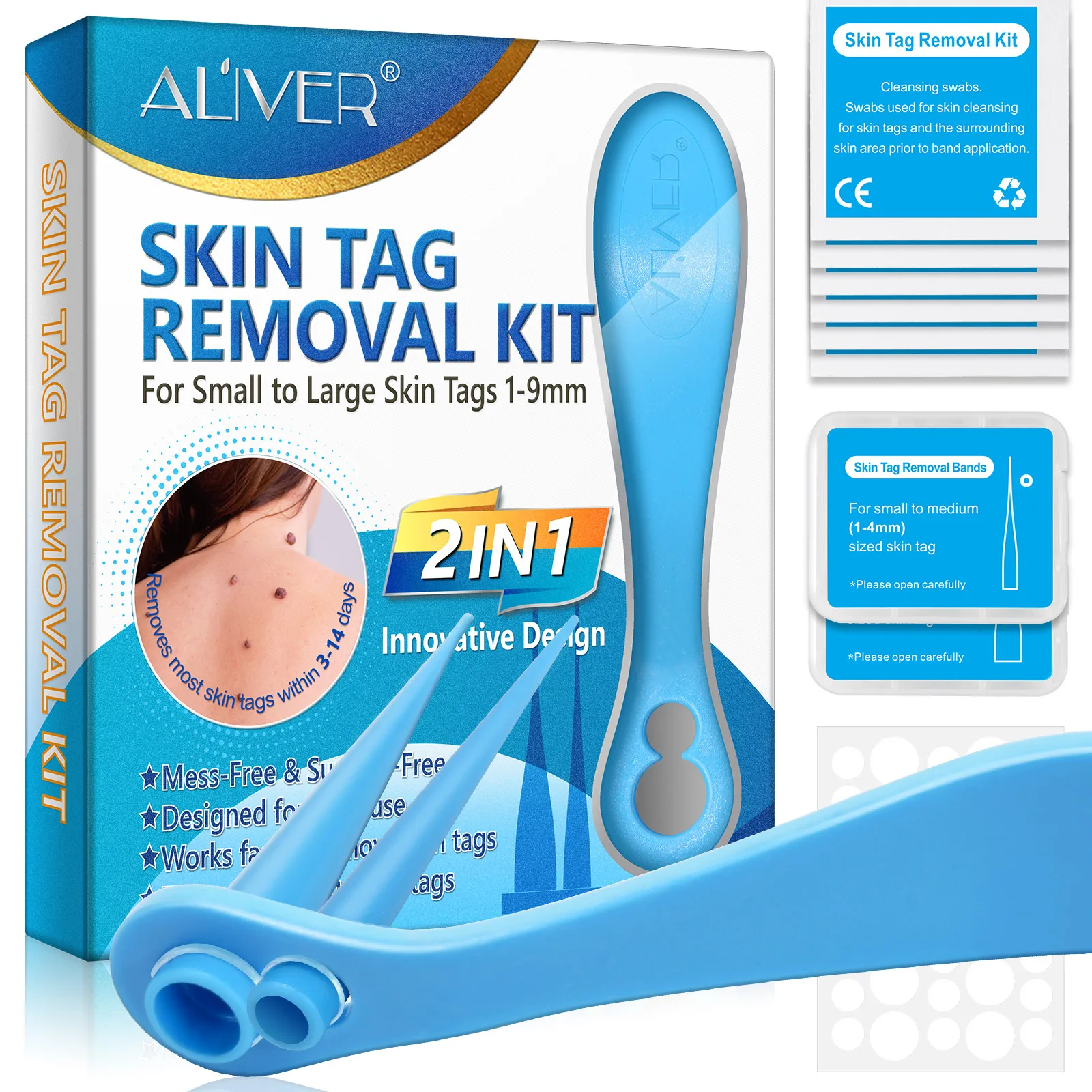 ALIVER 2IN 1 Skin Care Wart Treatment Tool Skin Tag Removal Kit for Small to Large Skin Tags 1-9mm
ALIVER 2IN 1 Skin Care Wart Treatment Tool Skin Tag Removal Kit for Small to Large Skin Tags 1-9mm