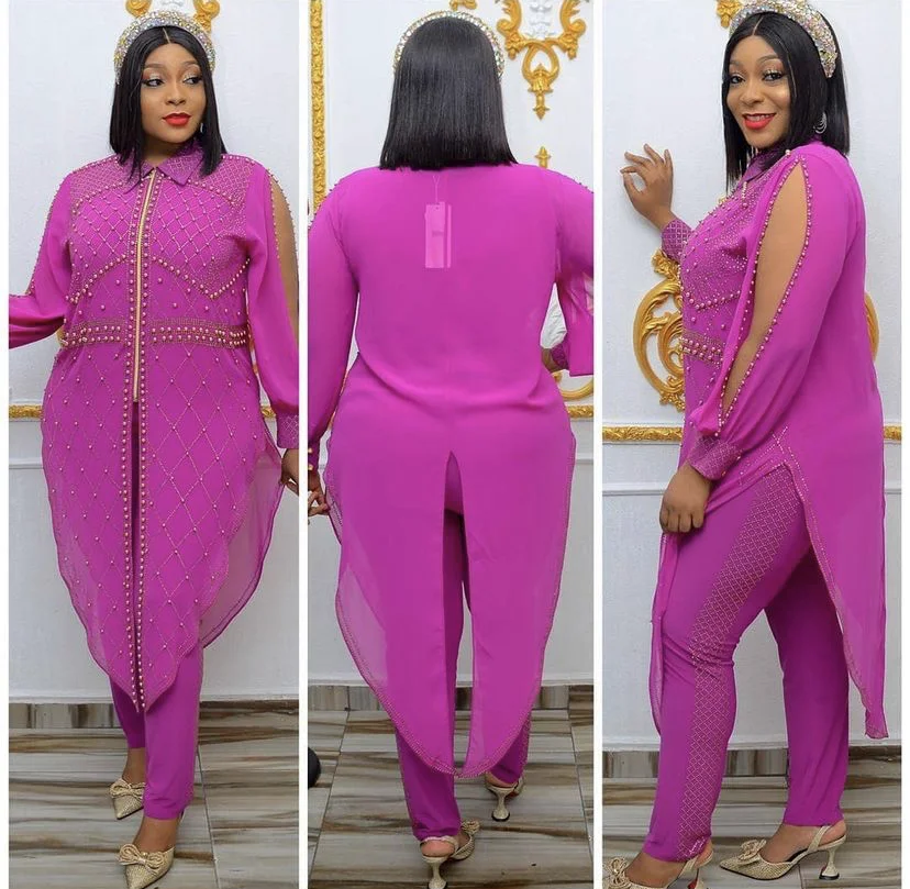 Women 2021 African Dress For Women Summer Autumn Dashiki New Fashion 2 Piece Diamond Top + Pant Casual Commuting Set For Ladies
Women 2021 African Dress For Women Summer Autumn Dashiki New Fashion 2 Piece Diamond Top + Pant Casual Commuting Set For Ladies
