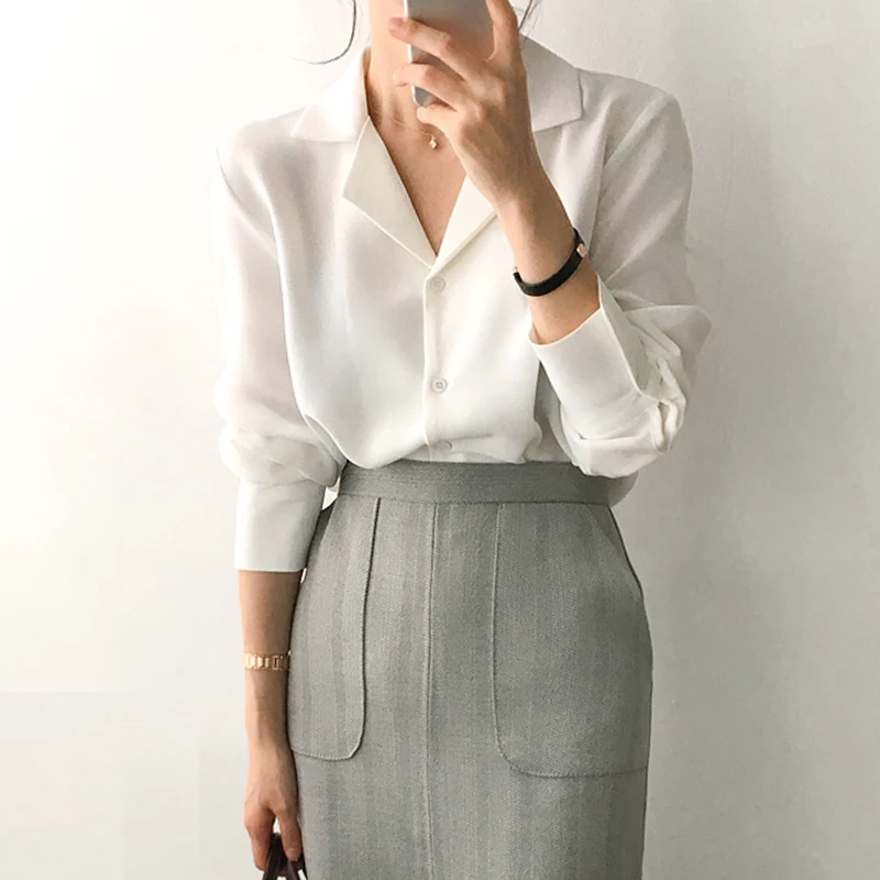 womens tops and blouses solid white chiffon blouse office shirt blusas mujer de moda 2020 long sleeve women shirts clothes A405 
womens tops and blouses solid white chiffon blouse office shirt blusas mujer de moda 2020 long sleeve women shirts clothes A405