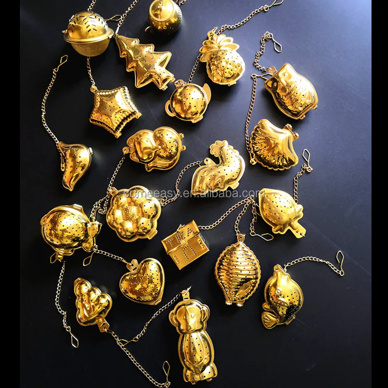 Free Shipping gold plated 304 Stainless steel House tea ball strainer tea infuser with string
Free Shipping gold plated 304 Stainless steel House tea ball strainer tea infuser with string