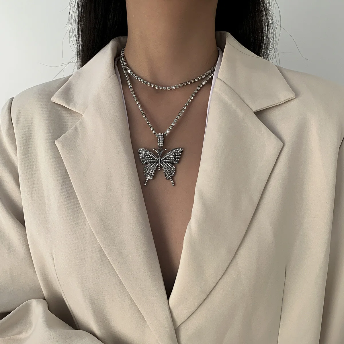 Fine Jewelry 2 Layer Butterfly Tennis Choker Necklace Women Men Diamond Cuban Link Chain Tennis Butterfly Necklace
Fine Jewelry 2 Layer Butterfly Tennis Choker Necklace Women Men Diamond Cuban Link Chain Tennis Butterfly Necklace