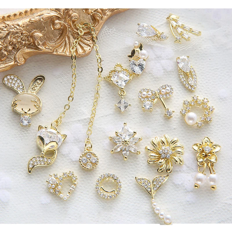 Wholesale Luxury Copper Cubic Zircon Nail Arts decorated gold plated Color Love Heart Flower Fox Long Chain Pearl Nail Sticker
Wholesale Luxury Copper Cubic Zircon Nail Arts decorated gold plated Color Love Heart Flower Fox Long Chain Pearl Nail Sticker