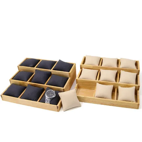 Wooden 9pcs watch pillow shown tray wood jewelry frame bracelet display props 
Wooden 9pcs watch pillow shown tray wood jewelry frame bracelet display props