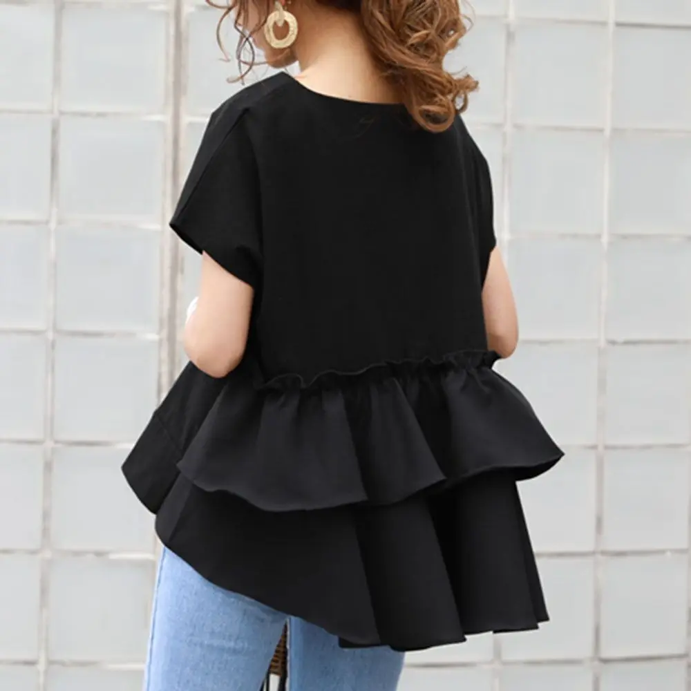 Wholesale 2020 Spring and Summer Casual Loose Round Neck Ruffled T-shirt Cotton Pleated Elegant Female Short-sleeved T-shirt
Wholesale 2020 Spring and Summer Casual Loose Round Neck Ruffled T-shirt Cotton Pleated Elegant Female Short-sleeved T-shirt