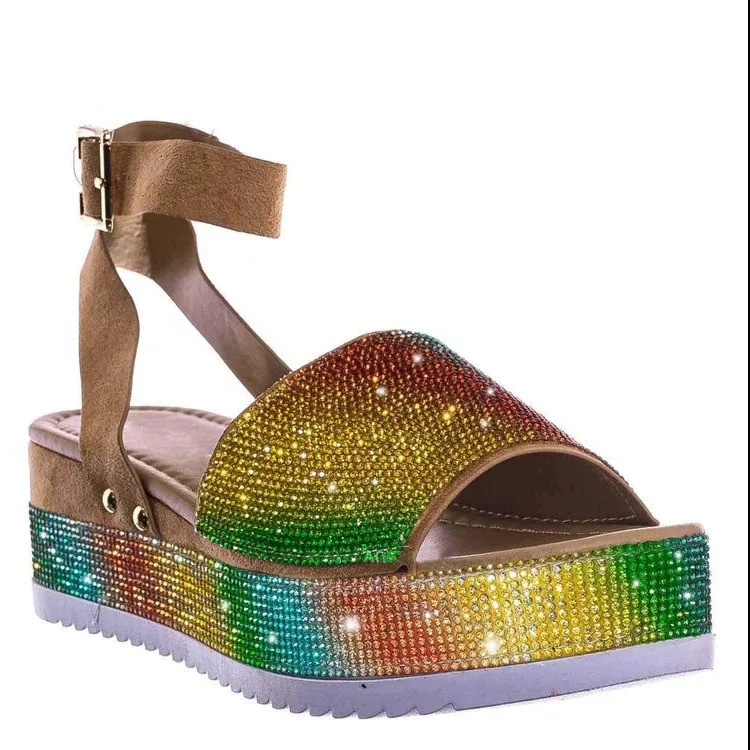 Summer New Design Color Rhinestone Women's Shoes European and American Large Size Fashion Wedge Sandals Women
Summer New Design Color Rhinestone Women's Shoes European and American Large Size Fashion Wedge Sandals Women
