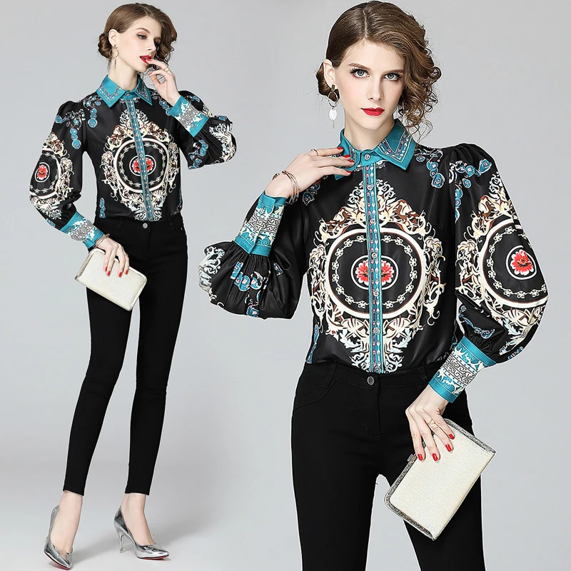 2021 fashion women clothes summer casual new style turn-down collar long sleeve slim ladies baroque printed blouses and tops, Picture color
2021 fashion women clothes summer casual new style turn-down collar long sleeve slim ladies baroque printed blouses and tops, Picture color
