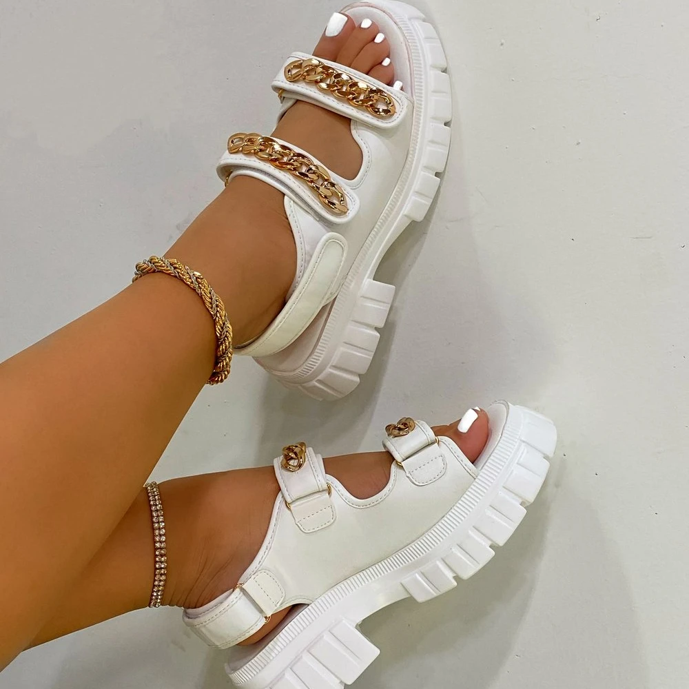 New Summer High quality hot Vel cro Straps Slip On PU Leather Chain Platform Sandals Women, Peacock
New Summer High quality hot Vel cro Straps Slip On PU Leather Chain Platform Sandals Women, Peacock