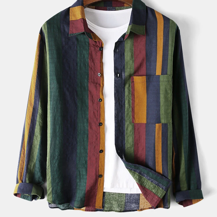Color Stripes Pattern Designed Long Sleeve Cotton Quick Dry Casual Shirts Men, Green mix
Color Stripes Pattern Designed Long Sleeve Cotton Quick Dry Casual Shirts Men, Green mix