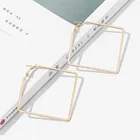 Lady Geometric Trendy Gold plated Iron Square Hoop Earrings