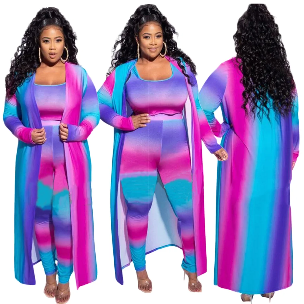 2021 New arrivals Clothing F018 New style 2021 gradient color long cardigan plus size women three piece sets, As picture
2021 New arrivals Clothing F018 New style 2021 gradient color long cardigan plus size women three piece sets, As picture