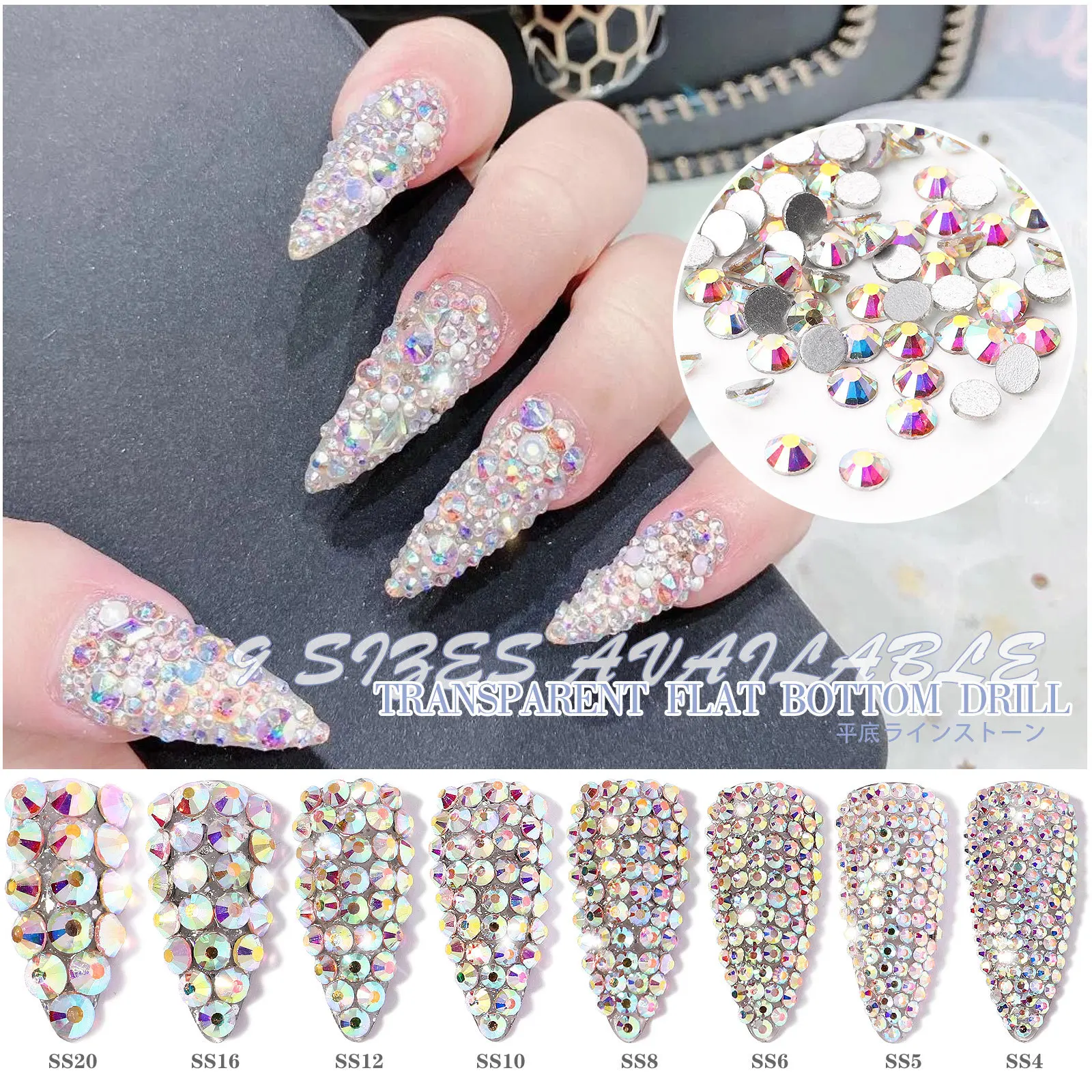 Misscheering 1Pack Hot SS3-SS30 Crystal AB Color Super Shiny Nail Art Rhinestone Decorations Flat Back Non Hotfix DIY Nail Stra
Misscheering 1Pack Hot SS3-SS30 Crystal AB Color Super Shiny Nail Art Rhinestone Decorations Flat Back Non Hotfix DIY Nail Stra
