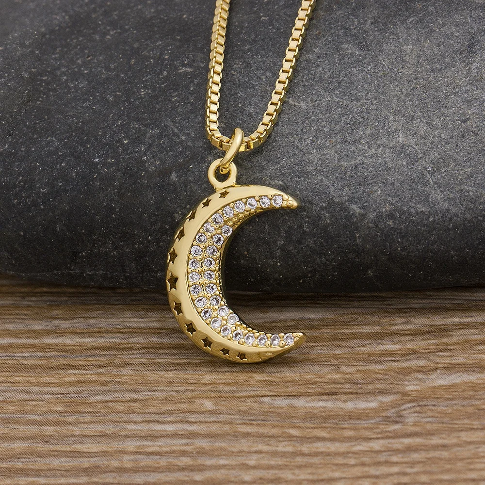 New Fashion Sweet Moon Star Pendant Necklace Crystal Copper Gold Plated Jewelry Neck Chain for Women DIY Customization
New Fashion Sweet Moon Star Pendant Necklace Crystal Copper Gold Plated Jewelry Neck Chain for Women DIY Customization