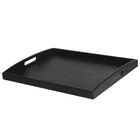 Black Extra Large Wooden Food Tray Breakfast Serving Tray with Handles for Bed, Ottoman & Coffee Table