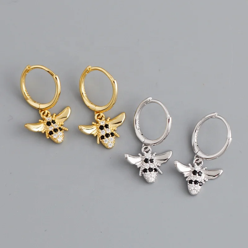 Ins Hot Trendy Ladies 925 Silver Zircon Lovely Bee Pendant Hoop Earrings, Gold, silver color
Ins Hot Trendy Ladies 925 Silver Zircon Lovely Bee Pendant Hoop Earrings, Gold, silver color