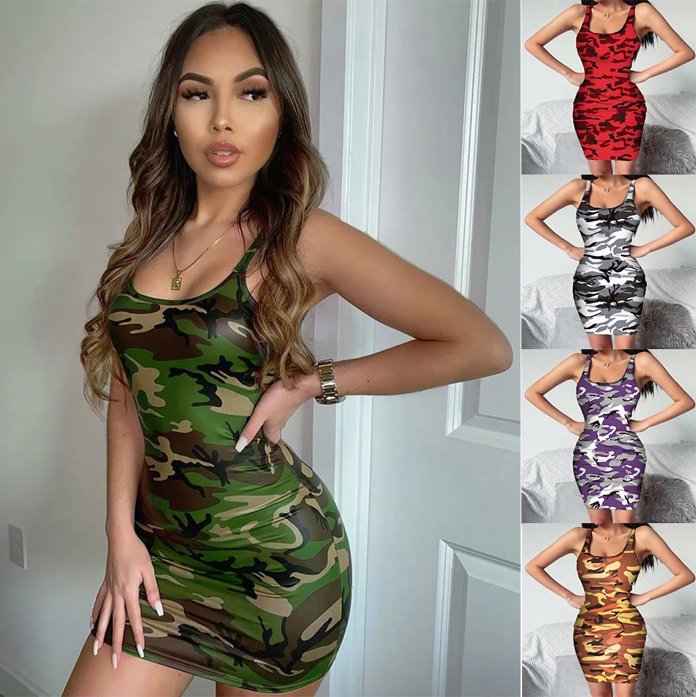 Amazon street wear camouflage camisole dress women new sexy stitching bag hip skirt for lady
Amazon street wear camouflage camisole dress women new sexy stitching bag hip skirt for lady