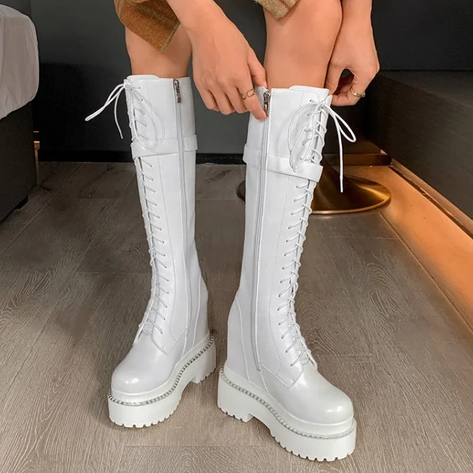 2020 Autumn Round Toe Anti-slip Sole Side Zip Women Knee High Boots Platform Increased Insole Buckle Strap Long Booty for Ladies, Black,white
2020 Autumn Round Toe Anti-slip Sole Side Zip Women Knee High Boots Platform Increased Insole Buckle Strap Long Booty for Ladies, Black,white