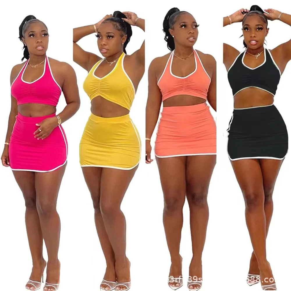J&H 2022 summer new trendy activewear skirts two piece set women sexy halter crop top and mini skirt fashion tennis wear, 4 colors as picture
J&H 2022 summer new trendy activewear skirts two piece set women sexy halter crop top and mini skirt fashion tennis wear, 4 colors as picture