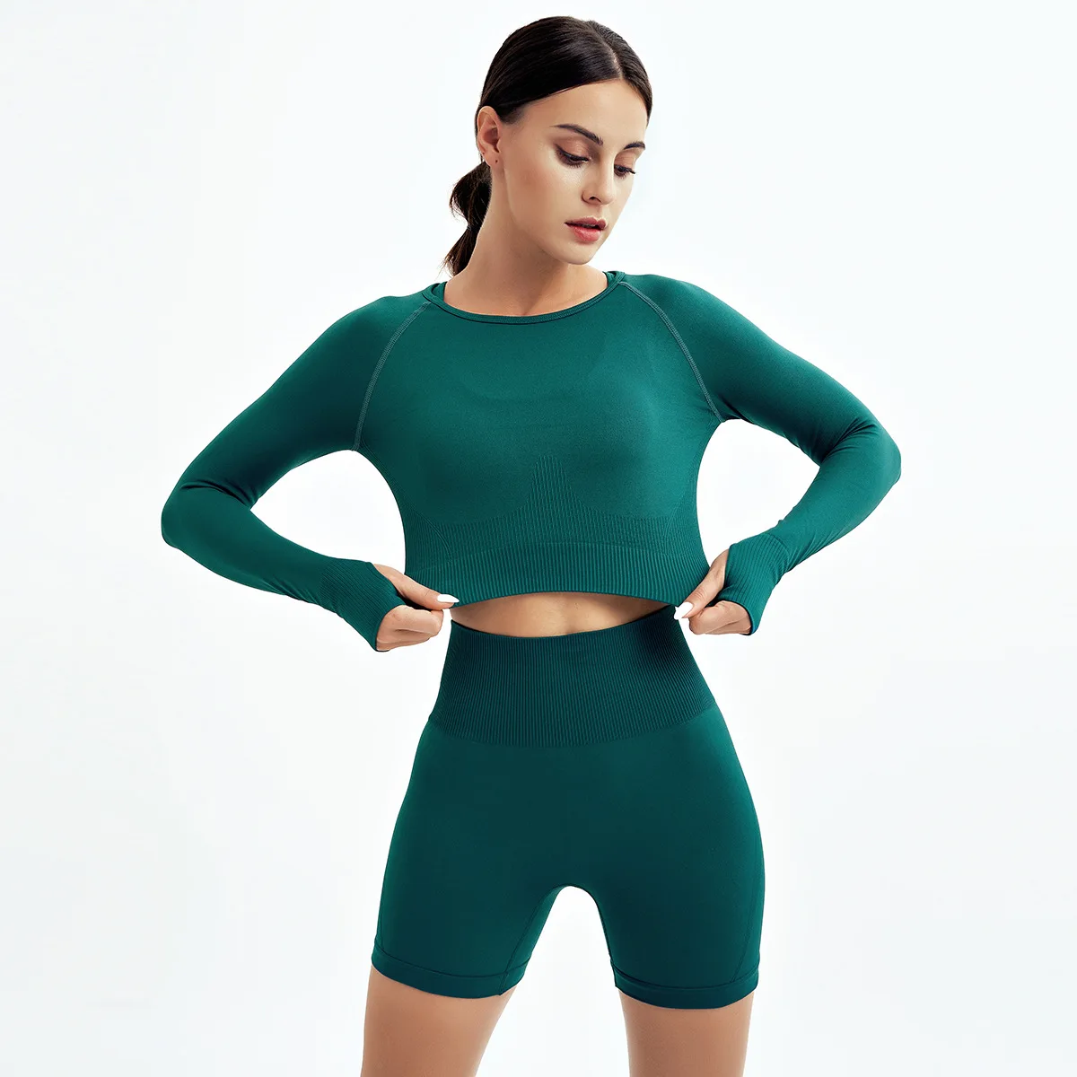 Seamless Long Sleeve Crop for Women 2 Piece Set Tracksuit Top Workout Leggings Sportwear Yoga Outfits, Black,yellow,golden,pink,light blue
Seamless Long Sleeve Crop for Women 2 Piece Set Tracksuit Top Workout Leggings Sportwear Yoga Outfits, Black,yellow,golden,pink,light blue