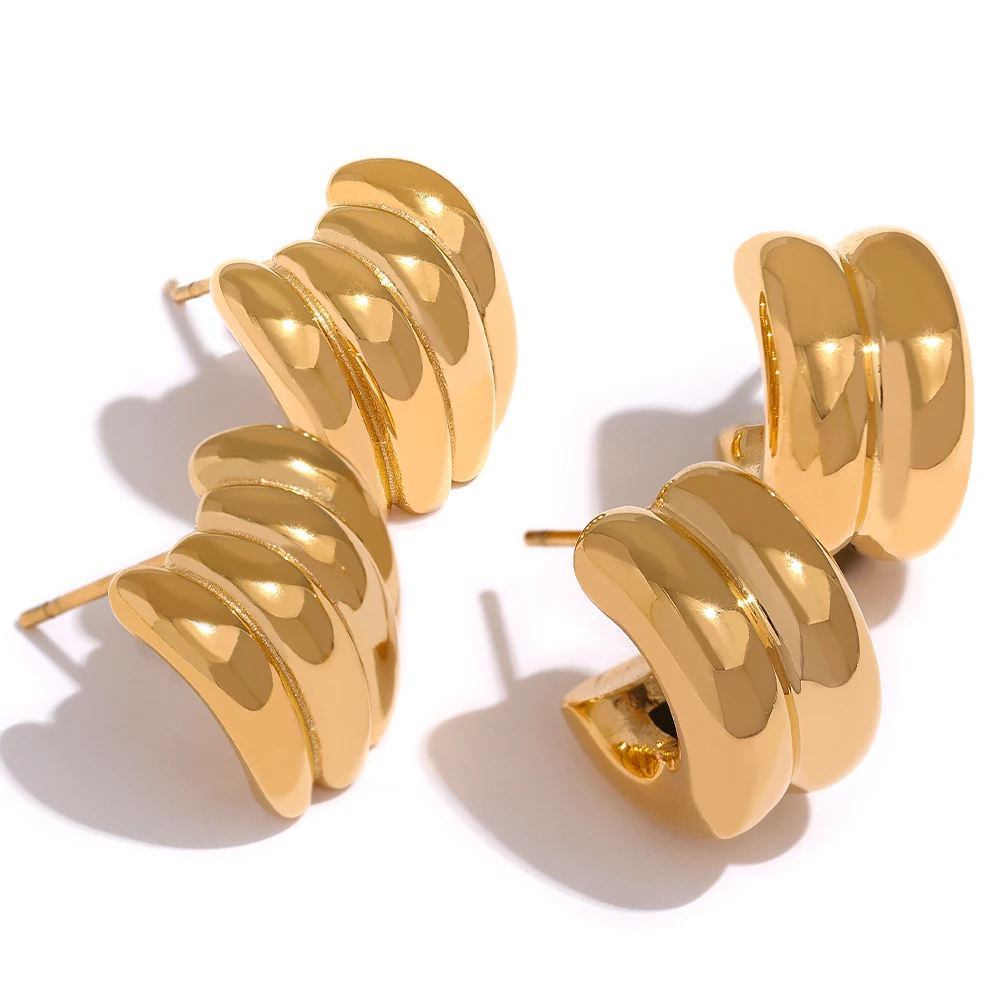 JINYOU 2023 New Women Fashion 18K Gold plated Minimalist Metal Punk Chunky Stainless Steel Stud Earrings Waterproof Jewelry
JINYOU 2023 New Women Fashion 18K Gold plated Minimalist Metal Punk Chunky Stainless Steel Stud Earrings Waterproof Jewelry