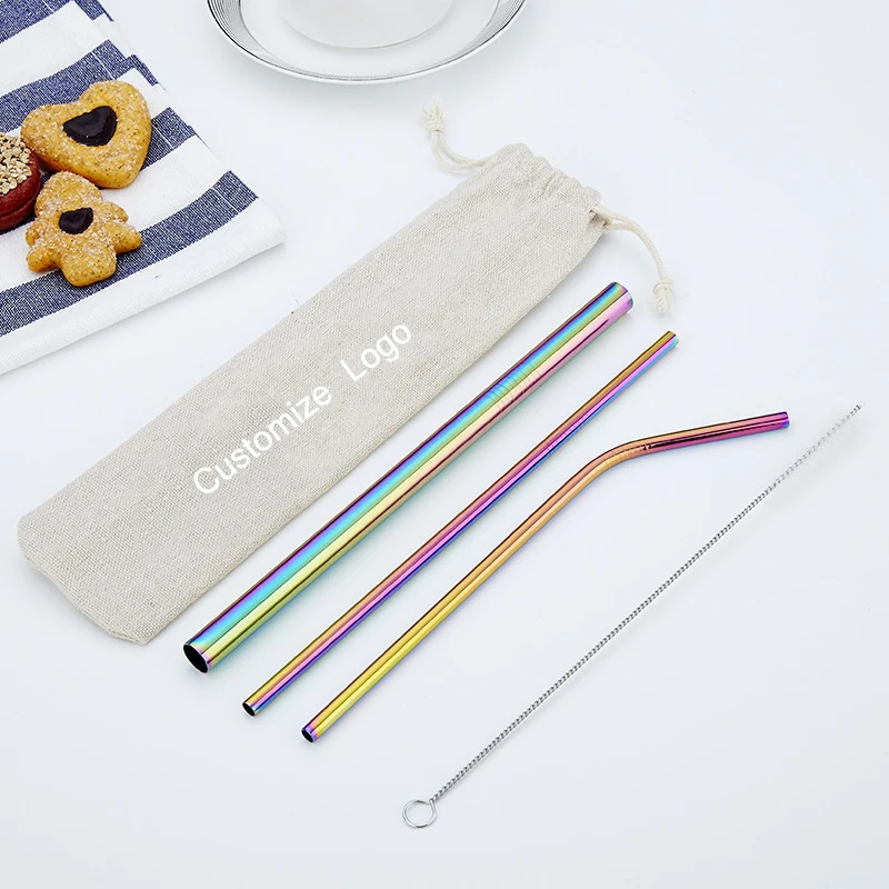 Stainless Steel 304 Drinking Straw Bent Straight PVD Customized Logo Reusable Metal Straws in Stock, Silver/gold/rose/black/dazzle
Stainless Steel 304 Drinking Straw Bent Straight PVD Customized Logo Reusable Metal Straws in Stock, Silver/gold/rose/black/dazzle