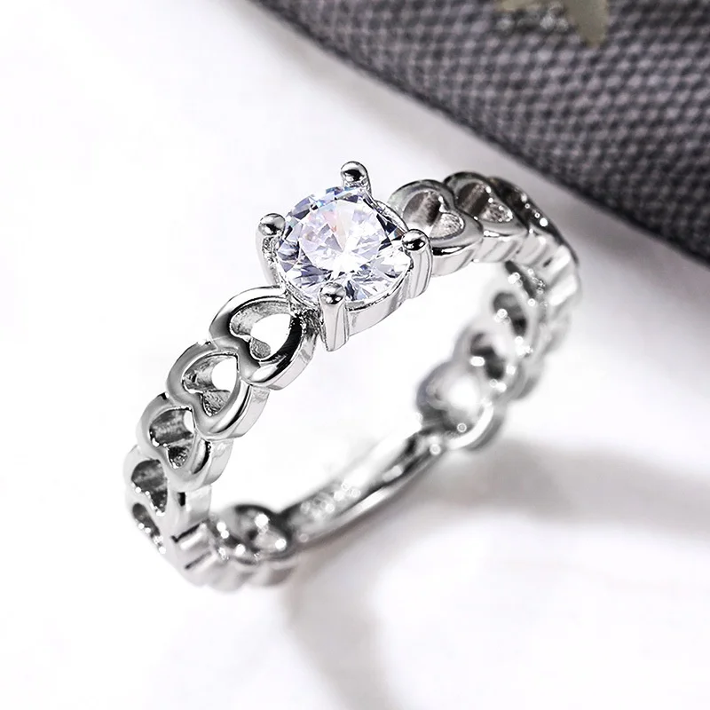 Cute Women Wedding Ring Distinctive Design Hollowed-out Heart Shape with 4-claw Female Jewelry for Engagement, Picture shows
Cute Women Wedding Ring Distinctive Design Hollowed-out Heart Shape with 4-claw Female Jewelry for Engagement, Picture shows