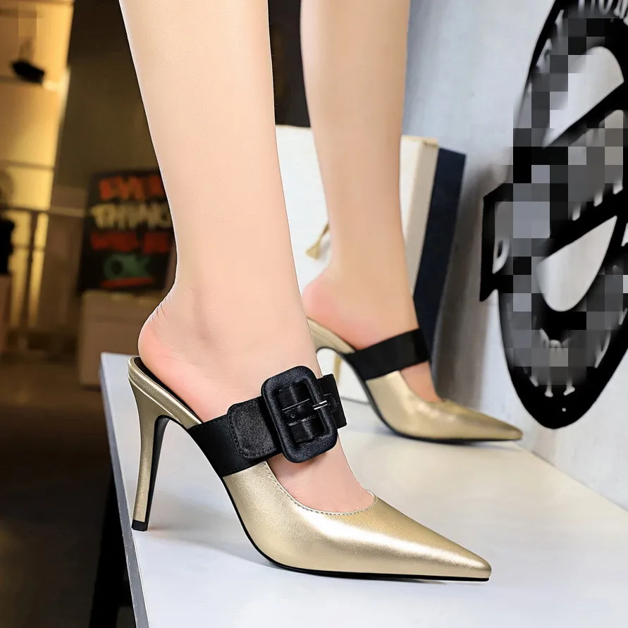 Graceful Women Fashion Belt Buckle Pointed Toe Half Slides Sandals High Thin Heels Slippers Mules Shoes Woman Pumps Leather Work
Graceful Women Fashion Belt Buckle Pointed Toe Half Slides Sandals High Thin Heels Slippers Mules Shoes Woman Pumps Leather Work