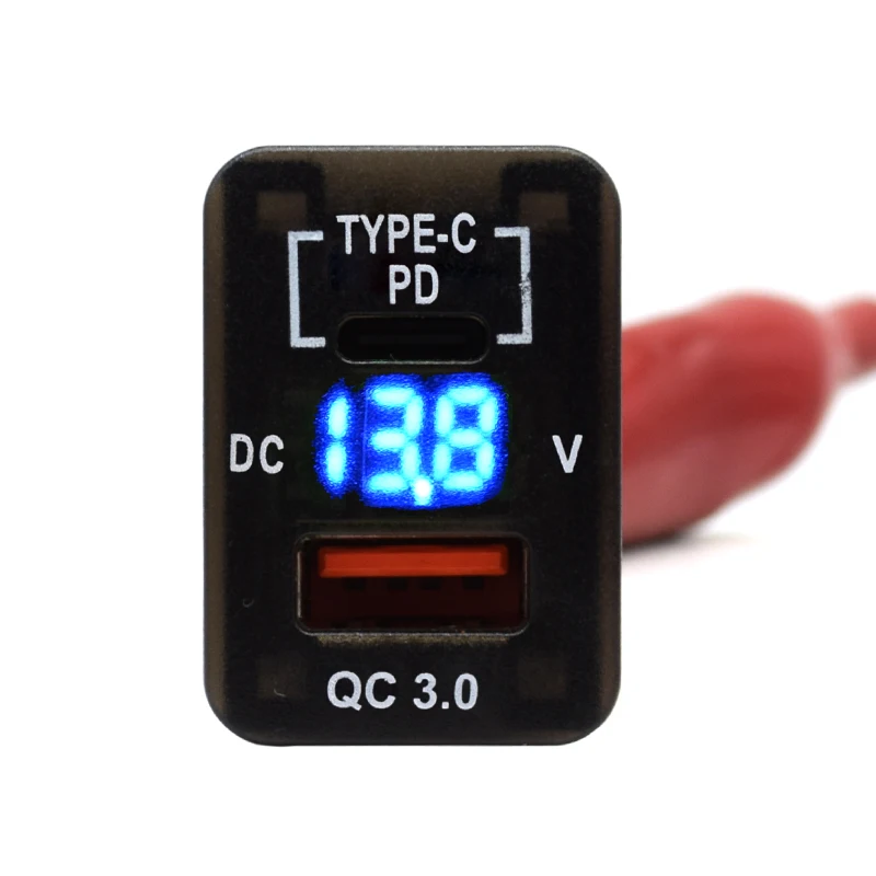 Hot Type C +PD USB Car Charger Socket and QC 3.0 USB Quick Charger Socket 12V/24V Blue LED for TOYTA Corolla Camry Reiz RAV4, Red, blue, green
Hot Type C +PD USB Car Charger Socket and QC 3.0 USB Quick Charger Socket 12V/24V Blue LED for TOYTA Corolla Camry Reiz RAV4, Red, blue, green
