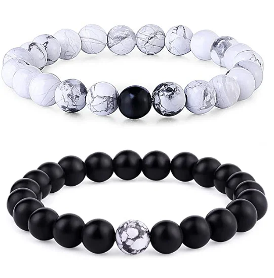2 Pcs Couple Distance Relationship Bracelets Black Matte Agate & Howlite Energy Beads Stone Ying Yang Balance Bracelet
2 Pcs Couple Distance Relationship Bracelets Black Matte Agate & Howlite Energy Beads Stone Ying Yang Balance Bracelet
