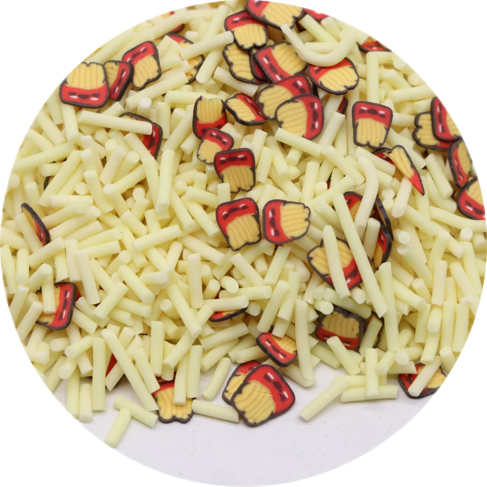 Cute Polymer Clay French Fries Slices for DIY Crafts Plastic klei For Nail Art Accessories Crystal Slime Filling Phone Decor
Cute Polymer Clay French Fries Slices for DIY Crafts Plastic klei For Nail Art Accessories Crystal Slime Filling Phone Decor