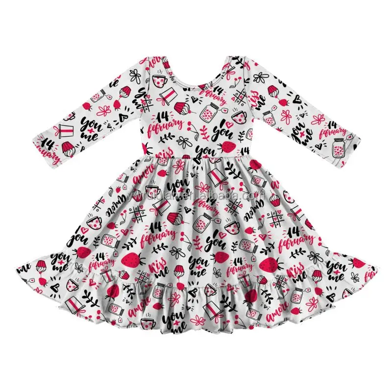 kids frock girls dress valentines outfits kids boutique clothing for girls Wholesale girl floral pattern dress para ninos ropa
