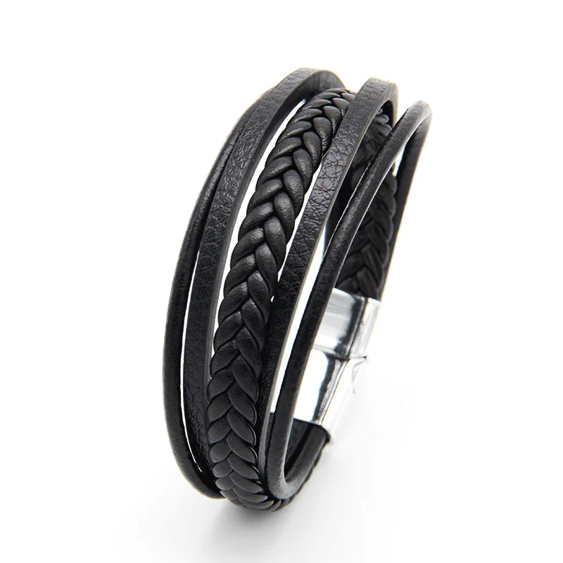 Ruigang New Enthinic Jewelry Mutilayered Leather Bangle Magnetic-Clasp Cowhide Braided Bracelet For Man, As picture
Ruigang New Enthinic Jewelry Mutilayered Leather Bangle Magnetic-Clasp Cowhide Braided Bracelet For Man, As picture