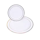 Disposable Round PS Plastic Plate with silver rim