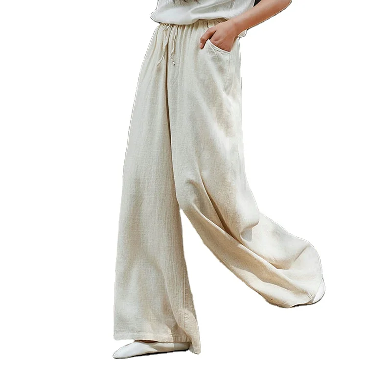 New Arrival 2021 Spring Linen Pants Wide-leg Loose Pants Women Causal Drawstring Trousers For Ladies
New Arrival 2021 Spring Linen Pants Wide-leg Loose Pants Women Causal Drawstring Trousers For Ladies