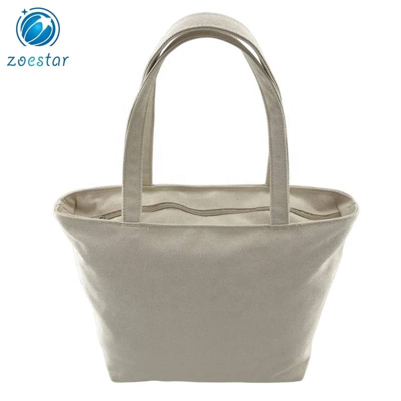 Canvas One Compartment Daily Shopping Tote Bag Handbag with Interior Pockets