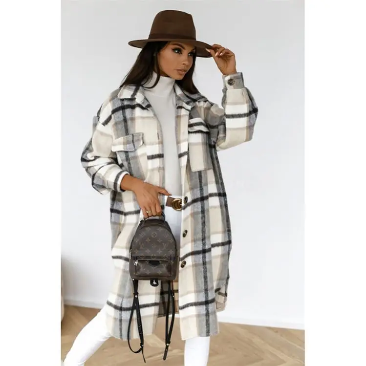 Latest Design Winter Warm Button Lapel Casual Long Coat Plaid Jacket Women Tops Jacket Coats For Ladies, Gray,black,brown
Latest Design Winter Warm Button Lapel Casual Long Coat Plaid Jacket Women Tops Jacket Coats For Ladies, Gray,black,brown