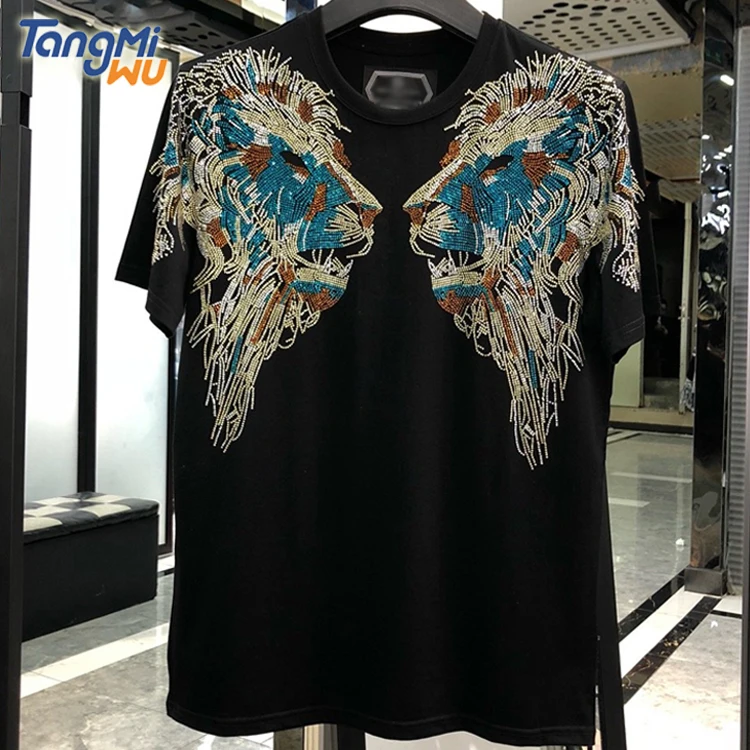 High Quality Luxury Brand Men 3D Rhinestones Graphics T Shirts Cotton 100% Animal Lion King T Shirts
High Quality Luxury Brand Men 3D Rhinestones Graphics T Shirts Cotton 100% Animal Lion King T Shirts