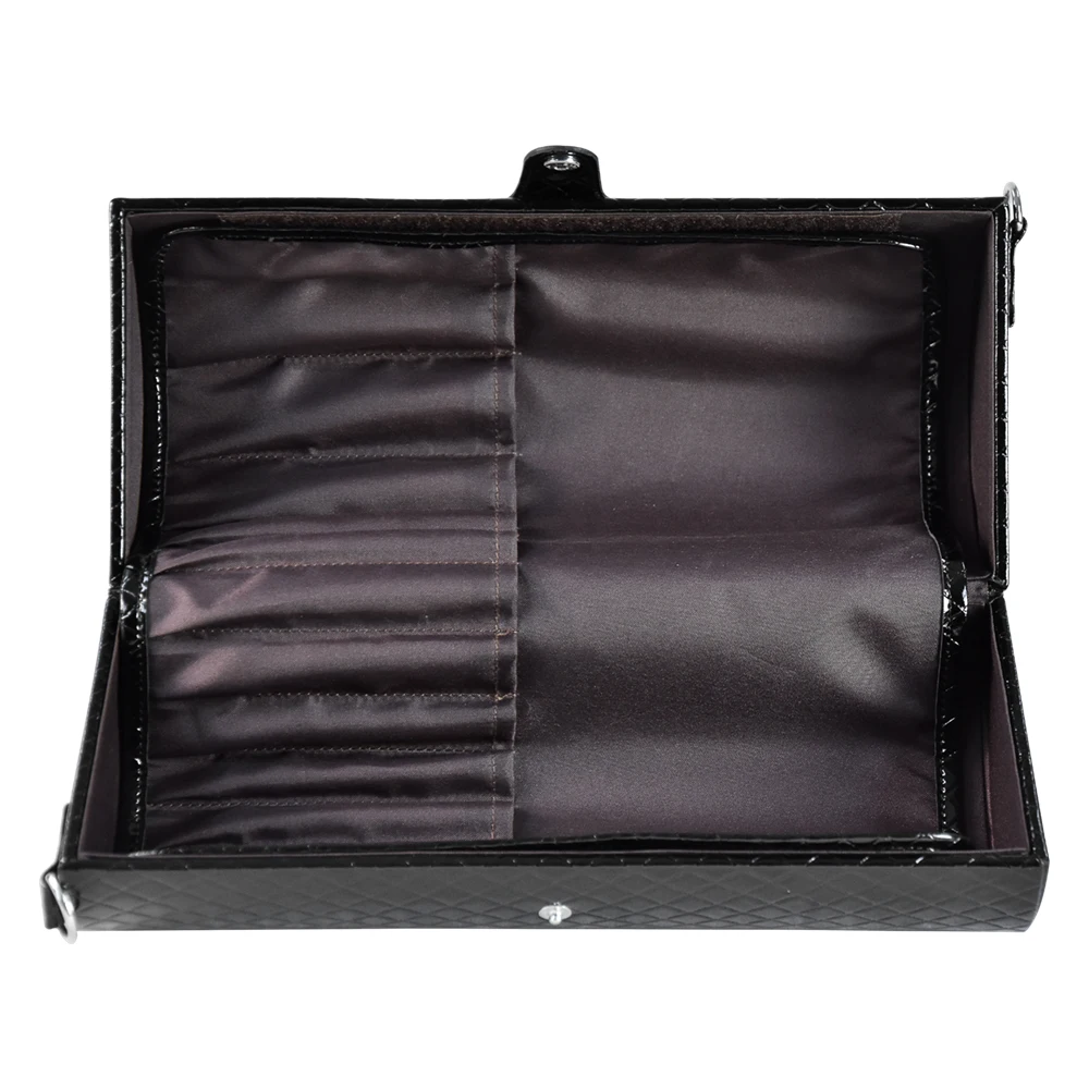 Custom hard shell portable travel leather cosmetic bag brush container