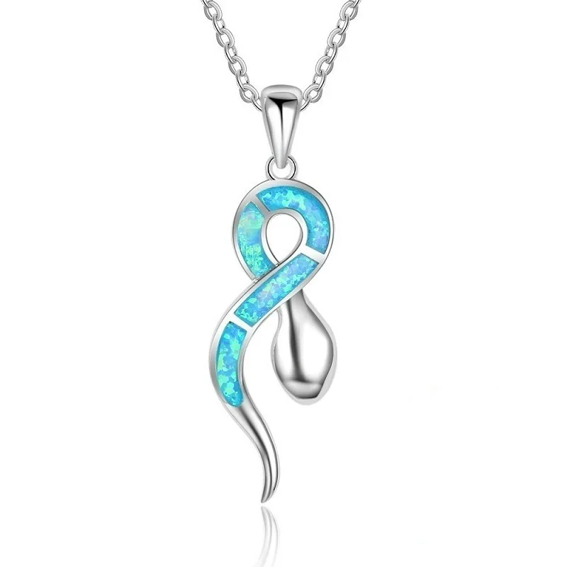 2020 New Fashion Silver Link Chain Snake Animal Pendant Necklace Blue Fire Opal Snake Necklace For Women Party, As picture shows
2020 New Fashion Silver Link Chain Snake Animal Pendant Necklace Blue Fire Opal Snake Necklace For Women Party, As picture shows