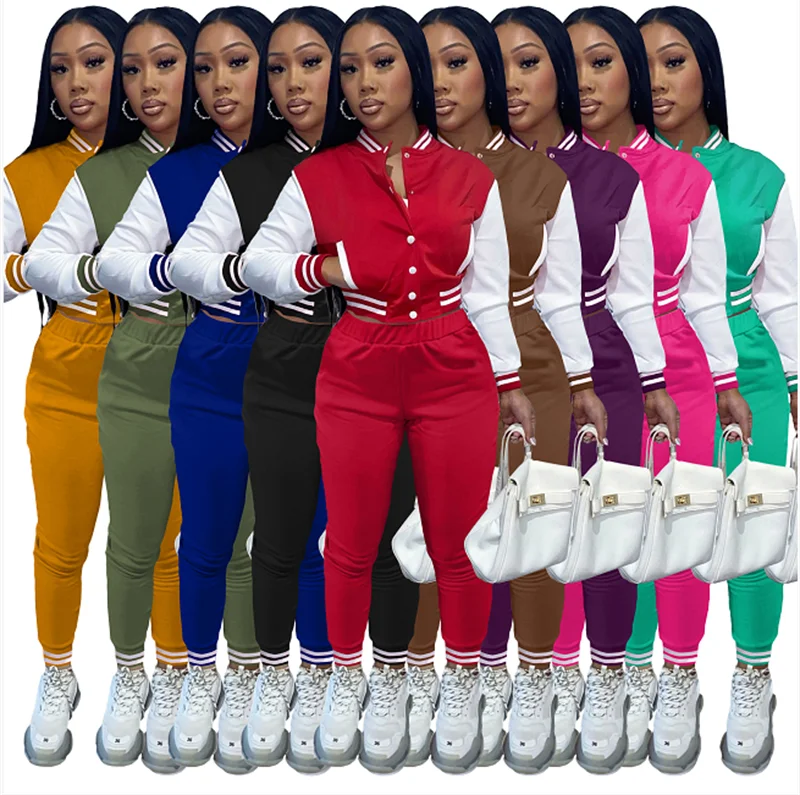Fashion Baseball Uniform Set Single Row Snap Short Jacket And Pants 2pc Jogging Set Custom Logo Women Fall Clothes, As picture
Fashion Baseball Uniform Set Single Row Snap Short Jacket And Pants 2pc Jogging Set Custom Logo Women Fall Clothes, As picture