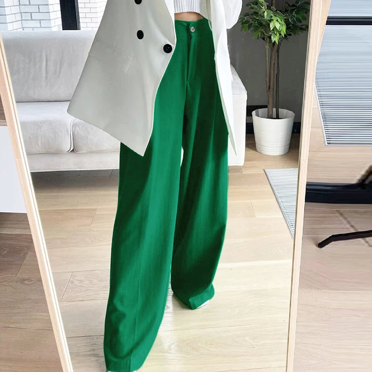 Popular Products 2022 Apparel Green Pleated Suit Wide Leg Pants Button Loose High Waist Women'S Trousers, Khaki
Popular Products 2022 Apparel Green Pleated Suit Wide Leg Pants Button Loose High Waist Women'S Trousers, Khaki