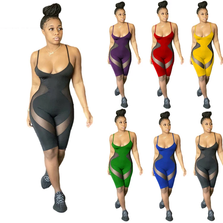 Sports Wear Rompers Bodysuit Shorts Mesh Patchwork Sexy Summer One Piece Strap Women Jumpsuit, Picture
Sports Wear Rompers Bodysuit Shorts Mesh Patchwork Sexy Summer One Piece Strap Women Jumpsuit, Picture