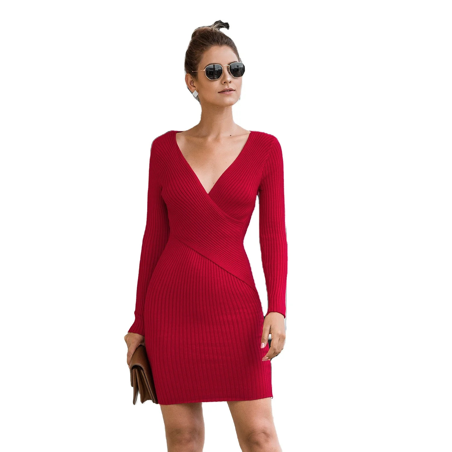 Women's knitted dress autumn and winter long sexy V-neck bag hip knitted sweater dress
Women's knitted dress autumn and winter long sexy V-neck bag hip knitted sweater dress