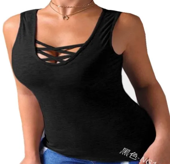 New Style Crisscross V Neck Loose Plain sleeveless bandage ladies' blouses & tops, As picture
New Style Crisscross V Neck Loose Plain sleeveless bandage ladies' blouses & tops, As picture